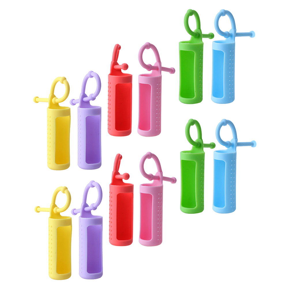 12 Pcs Essential Oil Non Slip Bottle Protector Durable Silicone Sleeve For Mini Travel Perfume Container With Rope Hole Keychain