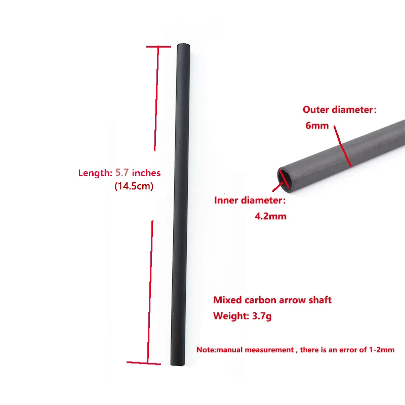 12pcs 5.7 inches Mixed Carbon Shaft ID 4.2mm OD6mm Archery Shooting Sports accessories
