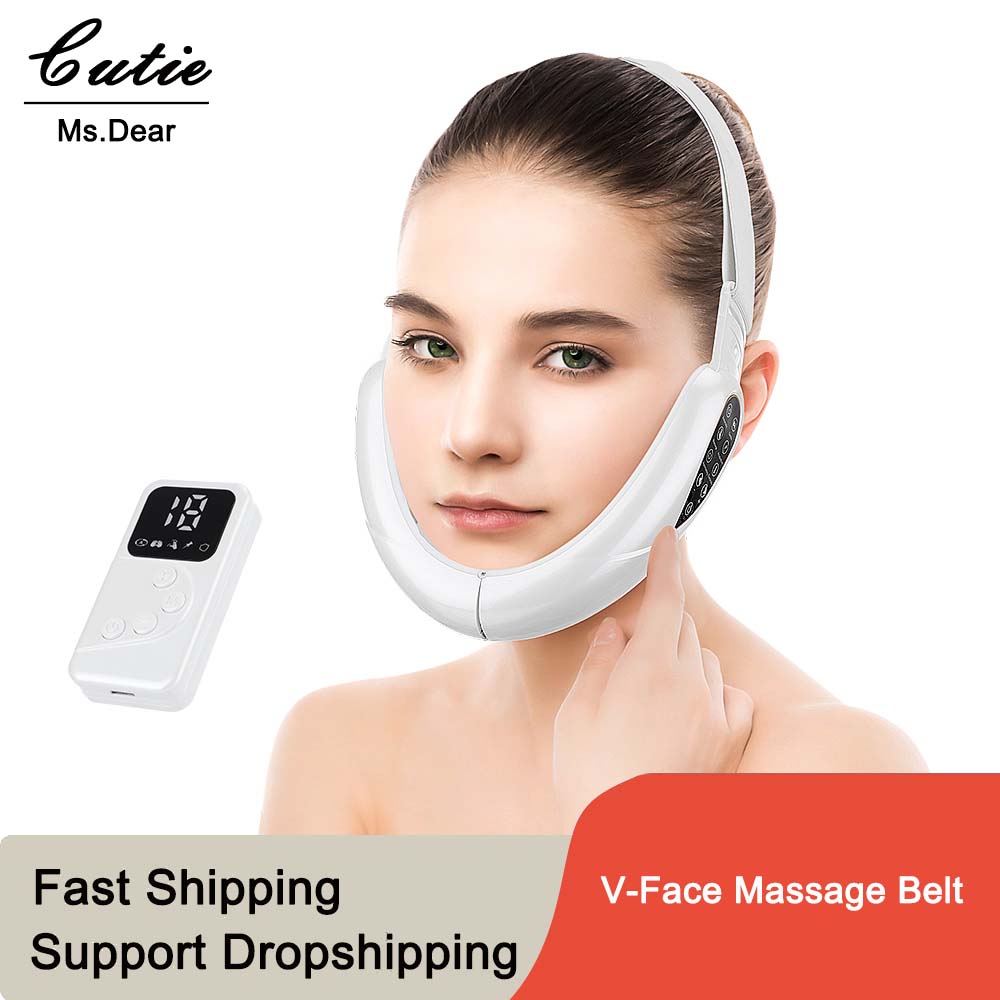 Electric V-Face Lifter Facial Massage Belt Double Chin Remover LED 5 Modes Firming Beauty Device with Remote Control Skin Care