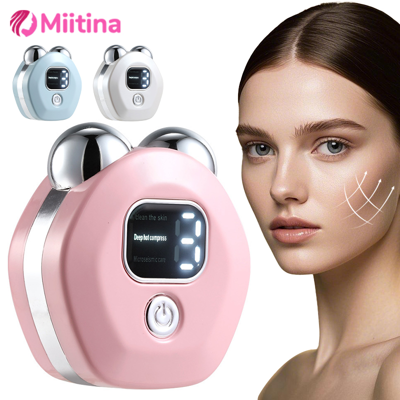 Microcurrent Electric Face Massager Lift Roller V-face Lifting Firming Skin Rejuvenation Beauty Hot Compress Massage Care Device