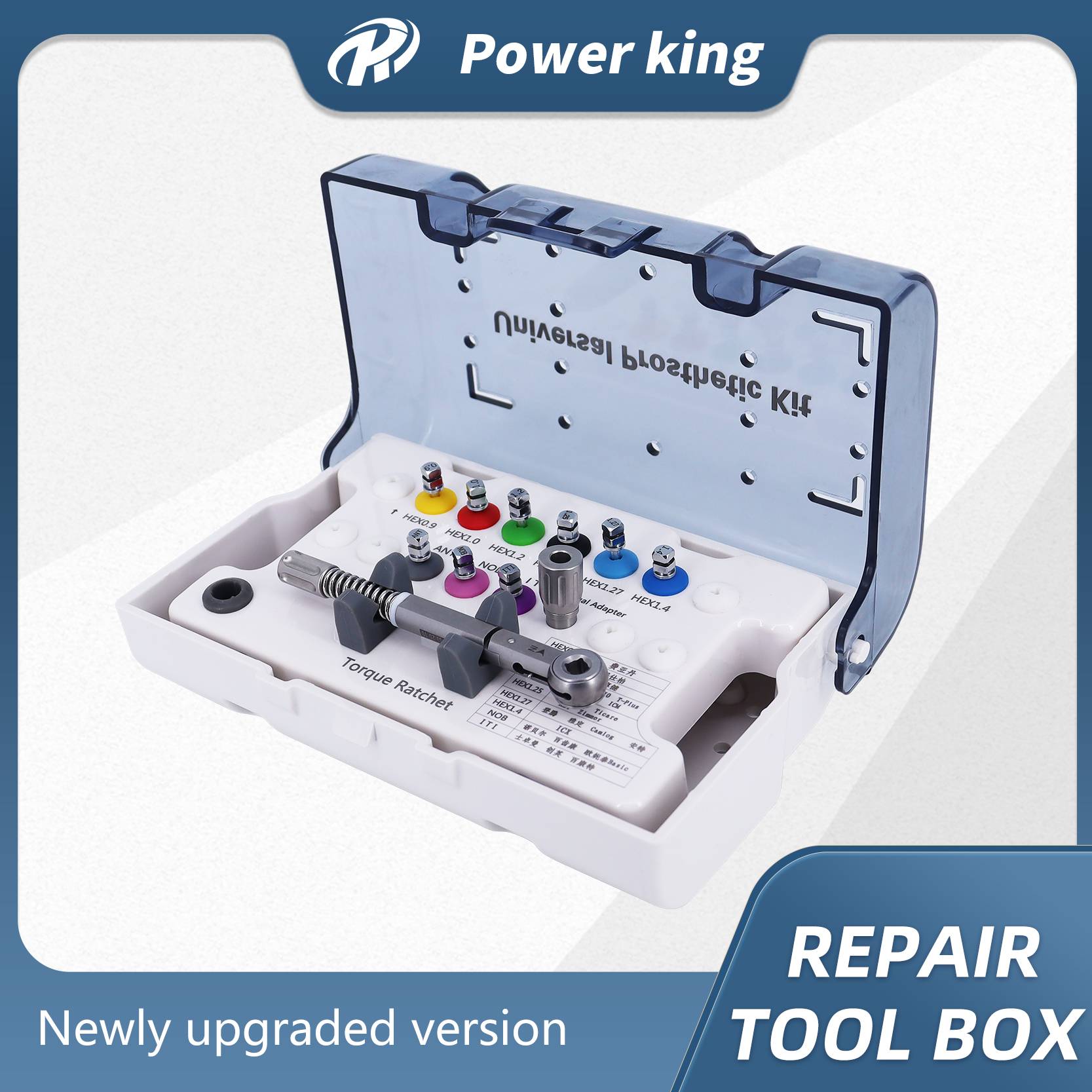 Dental Implant Tools New Upgrade Torque Wrench with Ratchet 9pcs ScrewDriver Prosthetic Kit Universal International Dentistry