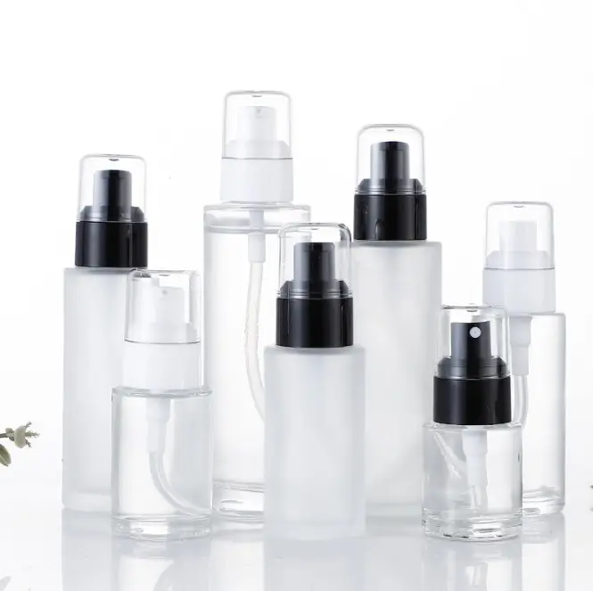 5Pcs 20-100ml Empty Refillable Frosted Glass Fine Mist Alcohol Perfume Spray Bottles Lotion Emulsion Cosmetic Travel Containers