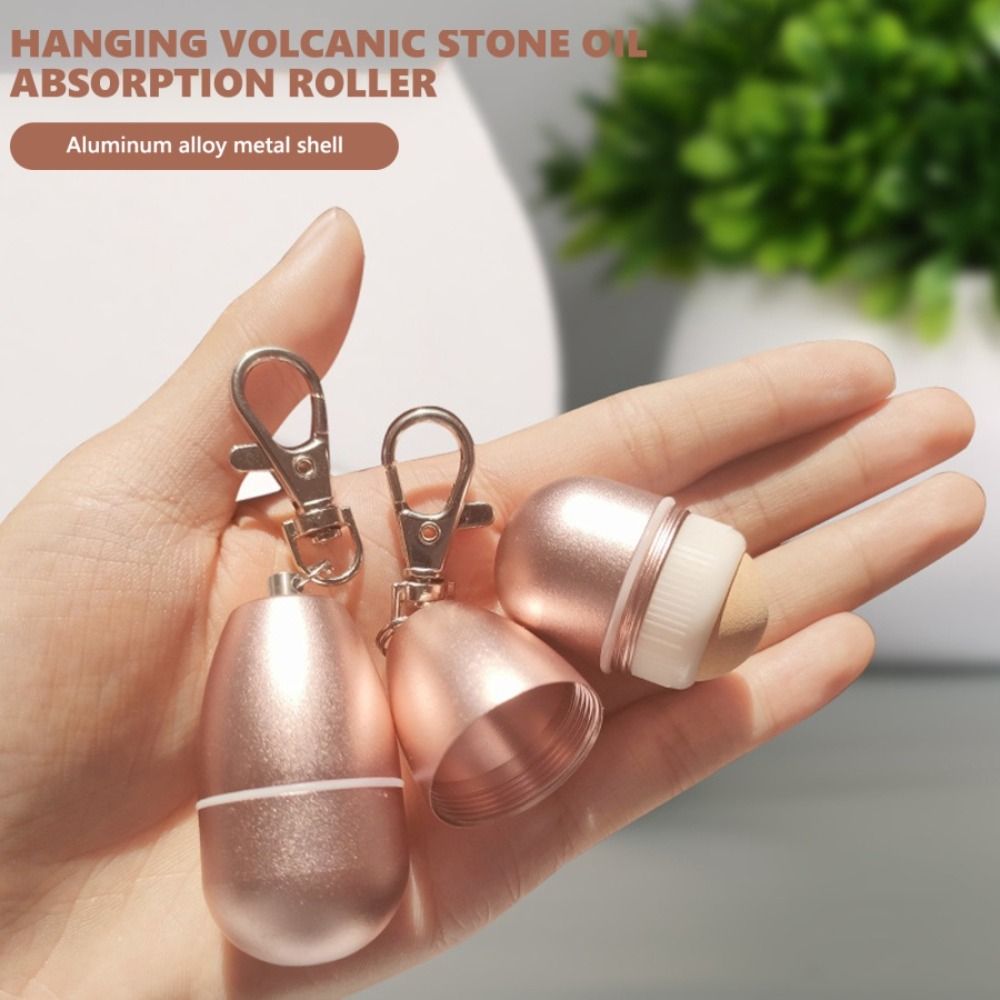 Rolling Ball Facial Massager Roller with Keychain Oil Absorbing Roller Volcanic Stone Facial Roller T-zone Cleaning Stick Ball