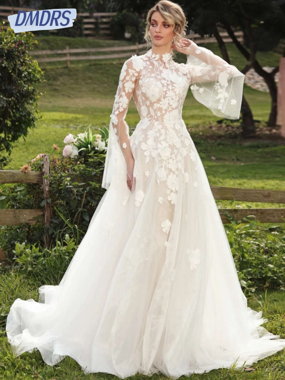 White High Neck Wedding Dresses Backless A-line Dress For Bride Modern Appliques Custom Made Bridal Gown Vestido De Novia