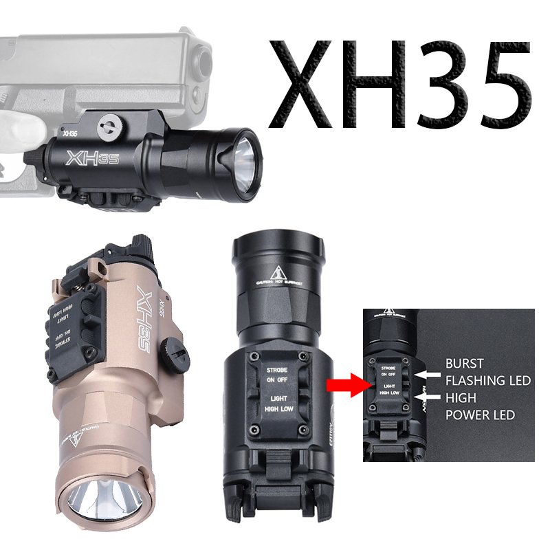 Tactical SureFir X300 XH35 Ultra Scout Handgun Flashlight 800lumens LED Metal Lamp Airsoft Weapon Strobe Light Fit 20mm Rail