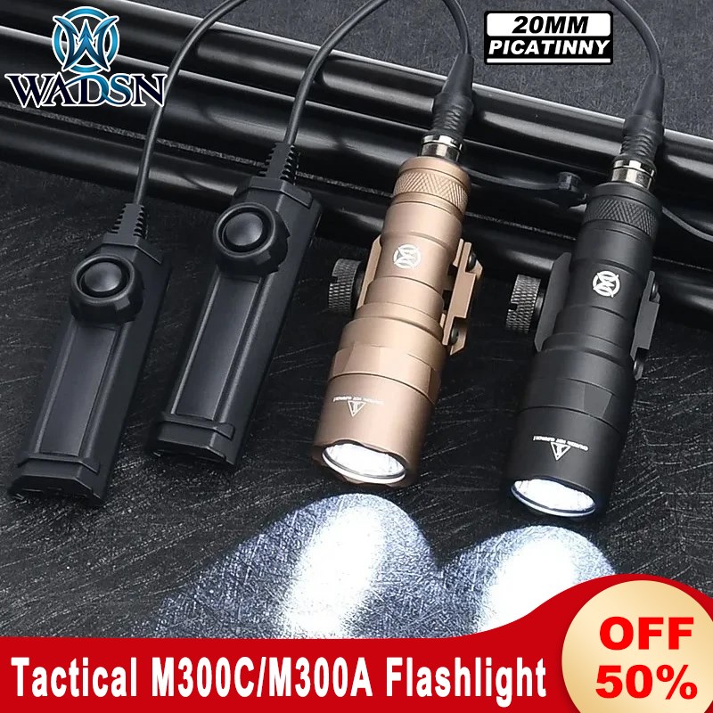 WADSN Tactical M300A M300C Flashlight With Dual Function Tape Switch Hunting Weapon Scout light Torch For 20mm Picatinny Rail