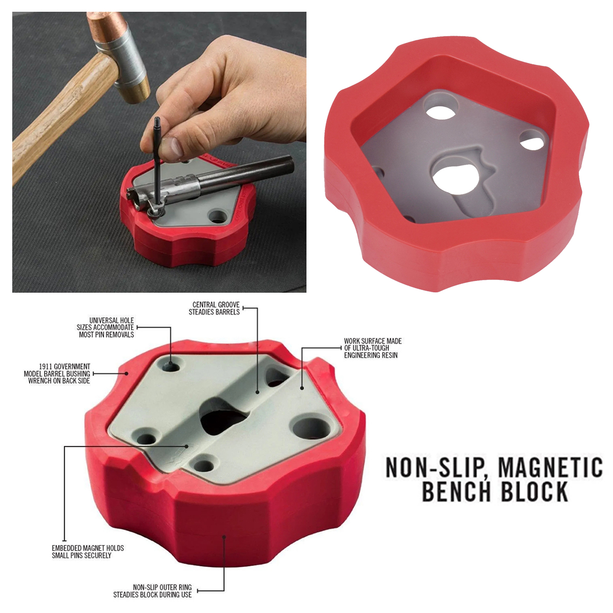 1911 Universal Gunsmithing Bench Block Handgun Pistol 1911 Non-Slip Non-Marring for Glock AR15 M4 Bolt Catch Disassembly Tool