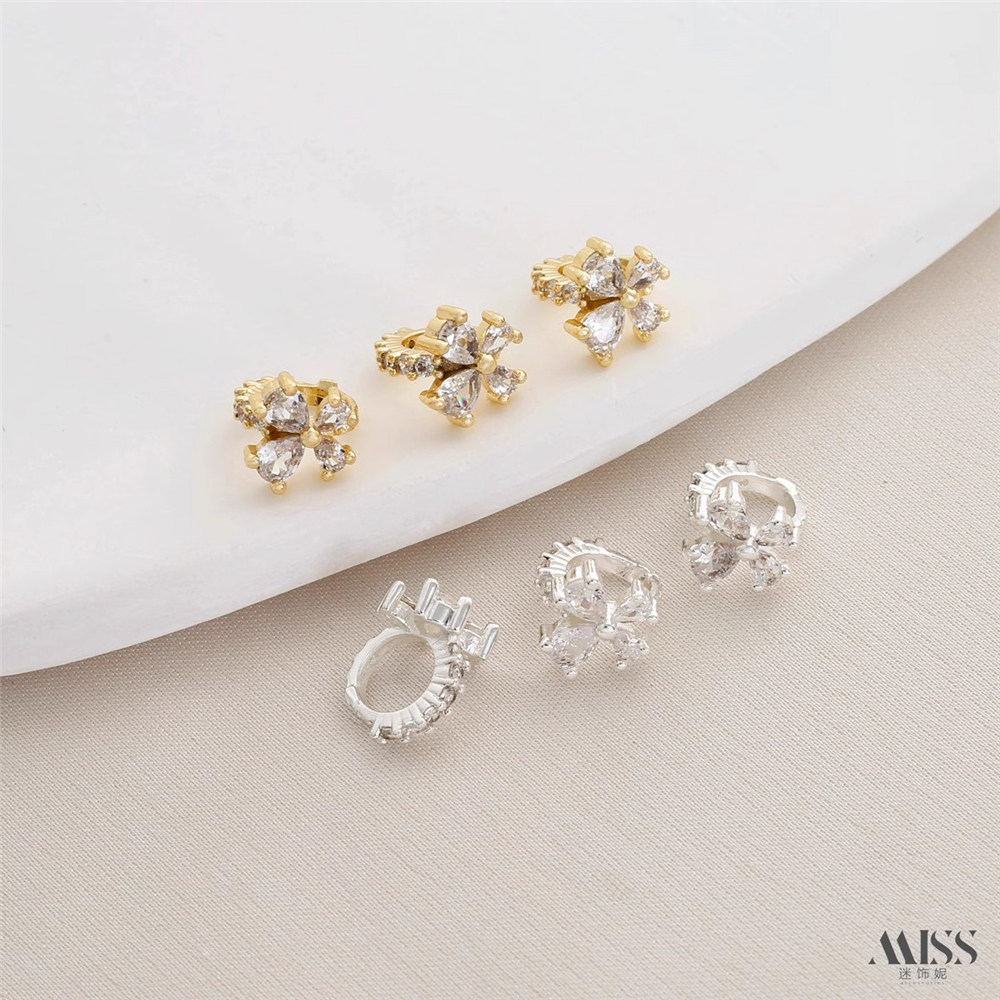 14K Gold Bag Color Zircon Butterfly Spacer Bead-spaced Running Ring DIY Bracelet Necklace Beaded String Jewelry Accessories