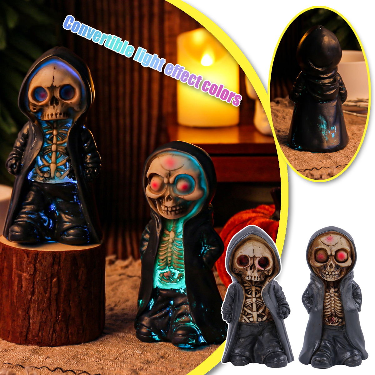 Halloween Standing Skeleton Man Creative Ghost Festival Horror Masked Man Accessories Funny Cute Skeleton Model Crafts Ornaments