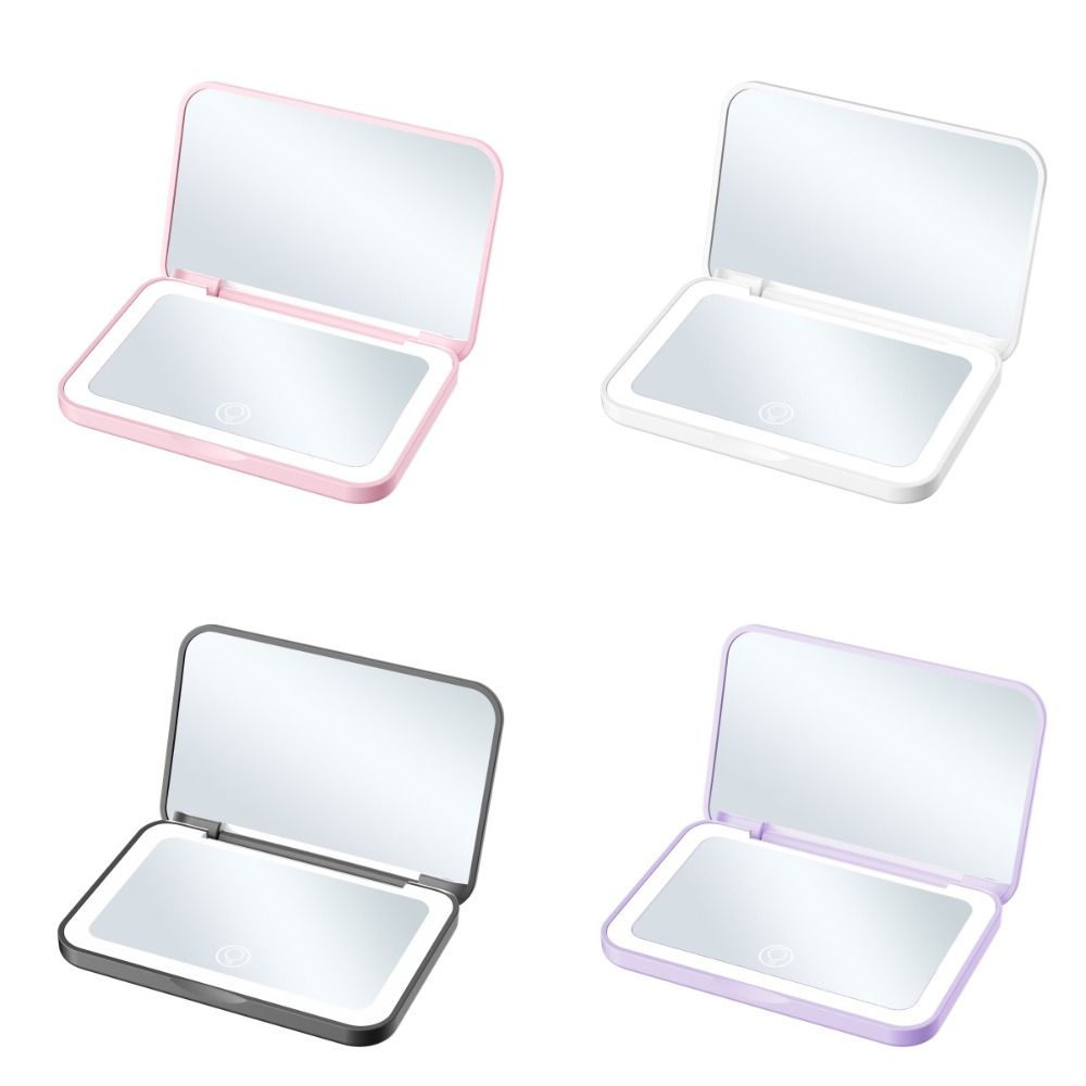 Mini Folding Makeup Mirror Magnifying Portable Aesthetic Vanity Mirrors Dimmable 3 Color Lighting LED Light Desktop Mirror