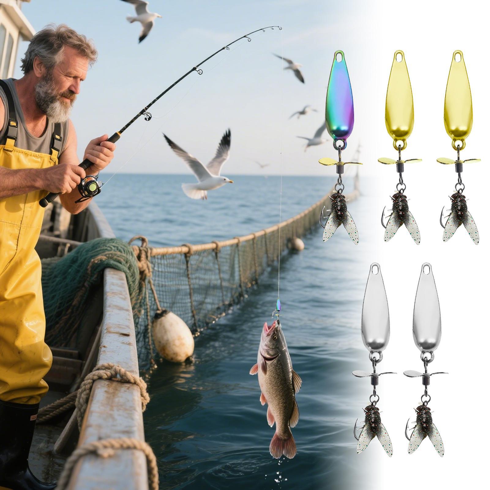 Fishing Bait Metal Propeller Swim Bait 5 Pieces Realistic Vibration Fly Lures For Catfish Salmon Bass Trout Walleye Crappie Lake