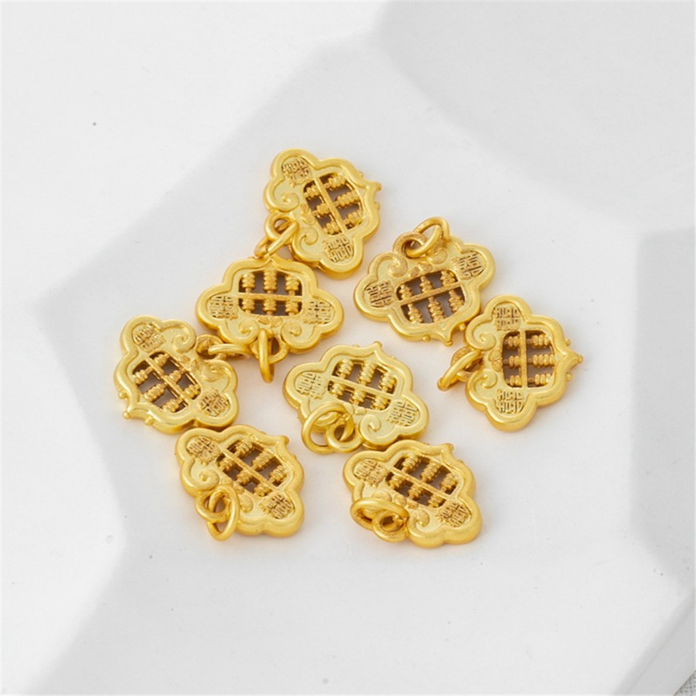 1pcs 18k Matte Gold Frosted Retro Style Ruyi Abacus Pendant Diy Handmade Bracelet Necklace Earrings Pendant Charm Accessories