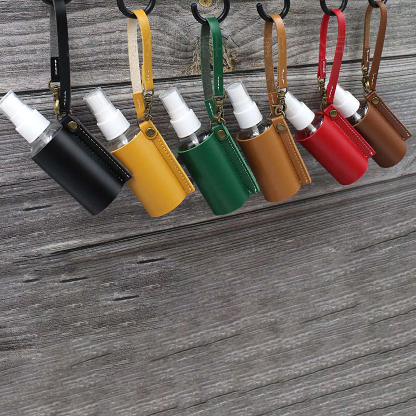 Multi-colored Empty Bottle with PU Leather Case Bottle Holder with Carabiner for Toiletry Perfume Spray Travel Container Small