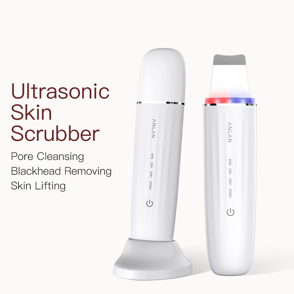 ANLAN Ultrasonic Skin Scrubber Peeling Facial Ultrasonic EMS Facial Lifting Red Blue Skin Care Pore Deep Cleansing Machine IPX7
