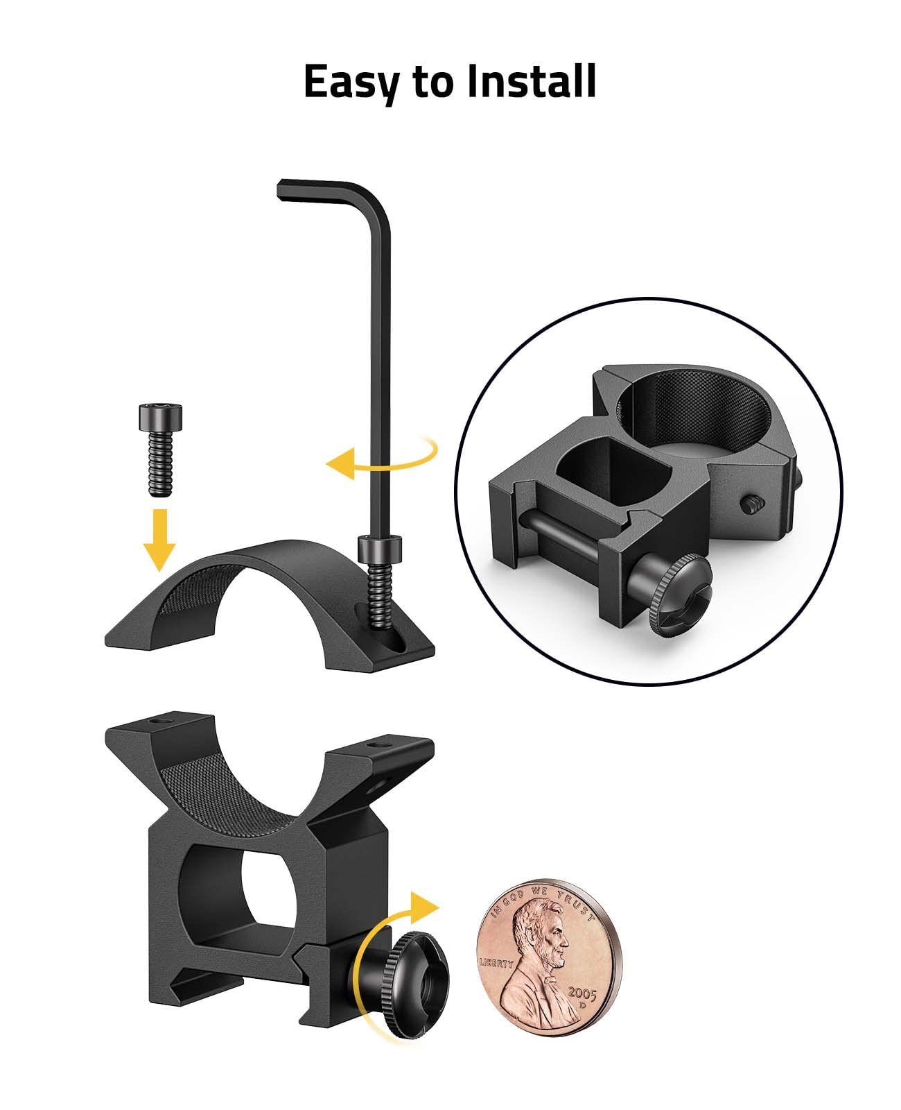 CVLIFE 1 inch Scope Rings Optics Riflescope Mounting Kit Medium Profile 1.2" Height Ring Mount for 21mm Picatinny Rail 2 Pieces
