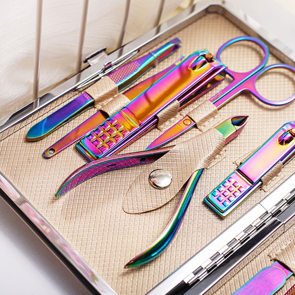 Pedicure Tools Nail Scissors Set Clippers Manicure Kit Colorful Portable Durable Stainless Steel Anti Skid Technology