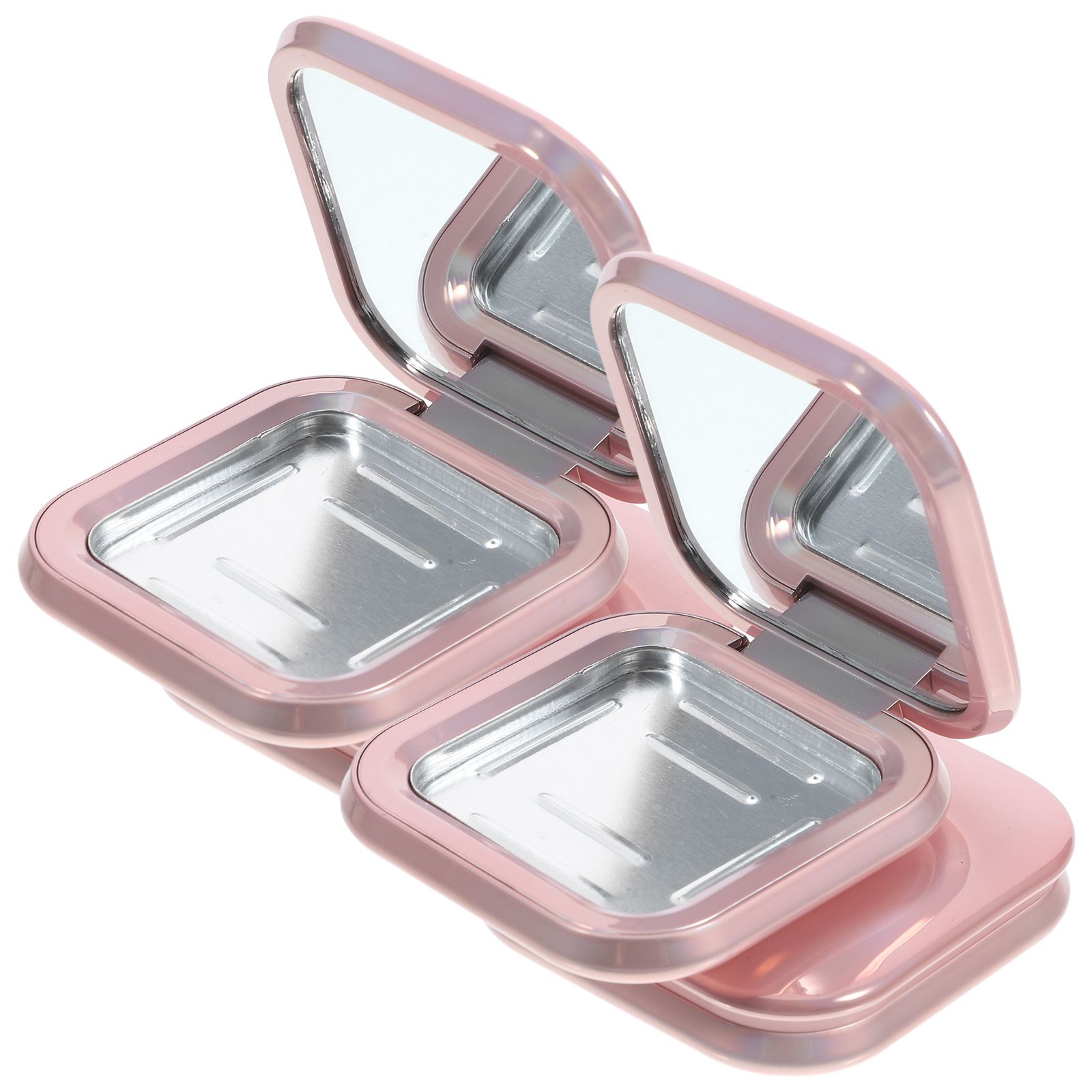 2 Pcs Blush Case Empty Eyeshadow Tins Makeup Organizer Tray Round Customizable Palette Blusher Abs