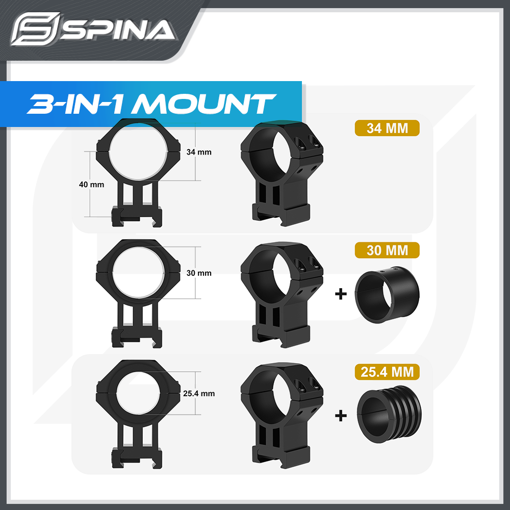 SPINA OPTICS Three-In-One 25.4mm/30mm/34mm Tube Riflescope 20mm Rail Picatinny Mount  Rifle Scope Sight Accessories
