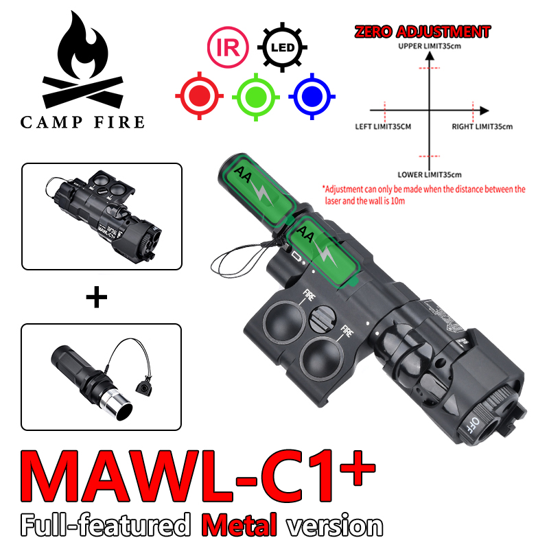 Metal MAWL C1 AA Battery Version Green IR Laser Red Dot Ray Tactical Metal Extended Tail Cover Hunting Modification Accessories