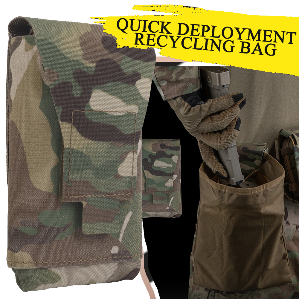 Tactical Quick Deployment Recycling Bag MOLLE Storage Waist Pouch Multifunctional Groceries Pocket for Airsoft Paintball Hunting