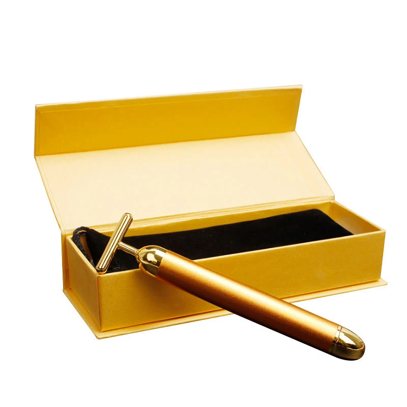 24K Gold Slimming Wand Roller Vibrating Slimming Energy Massage Wand Facial Beauty Care T-Shape Vibrating Tool Home Skin Care