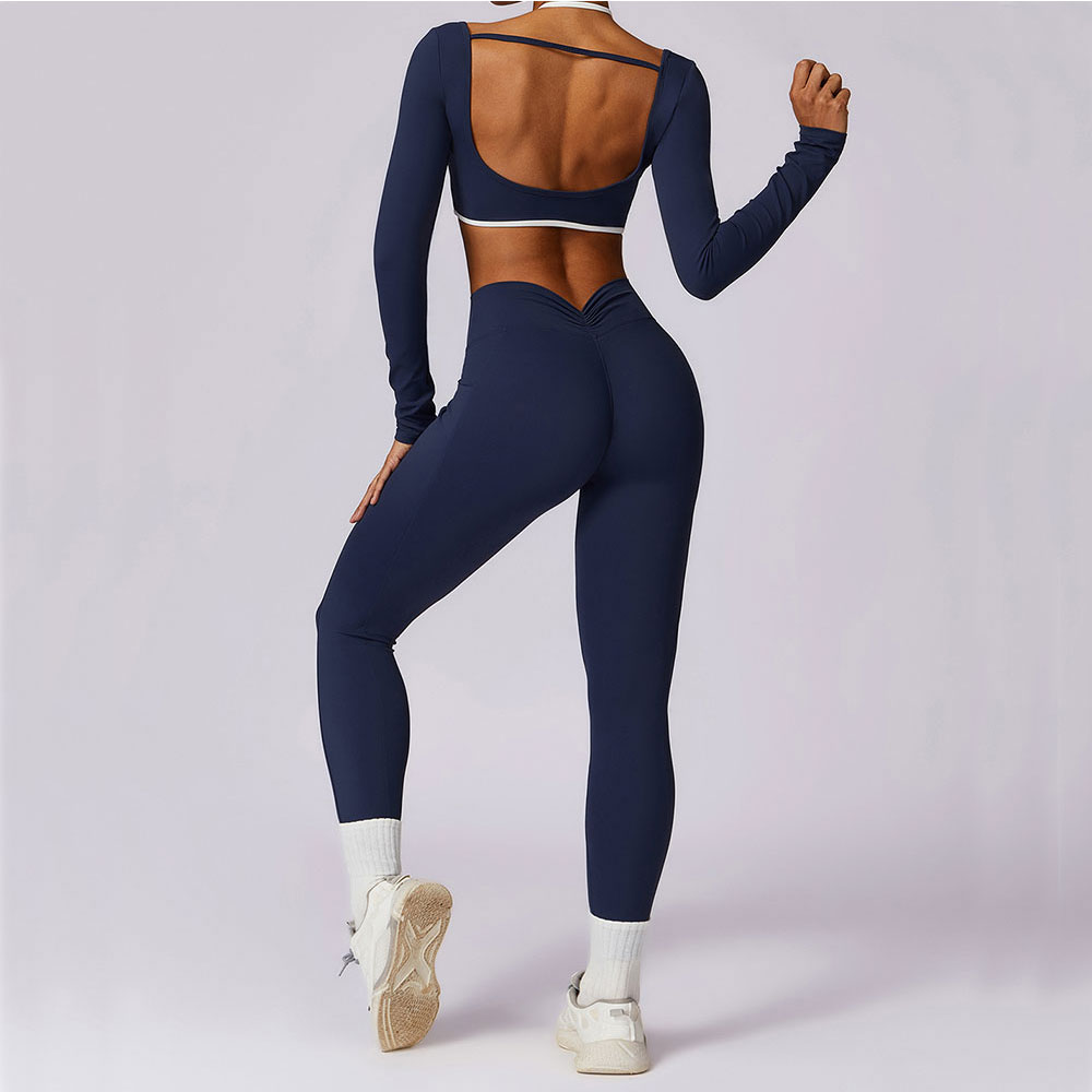 Women Tracksuit Yoga Set 2PCS Sport Suit GymWorkout Clothes Long Sleeve Gym Crop Top High Waist Leggings Fitness Bra Sports Wear