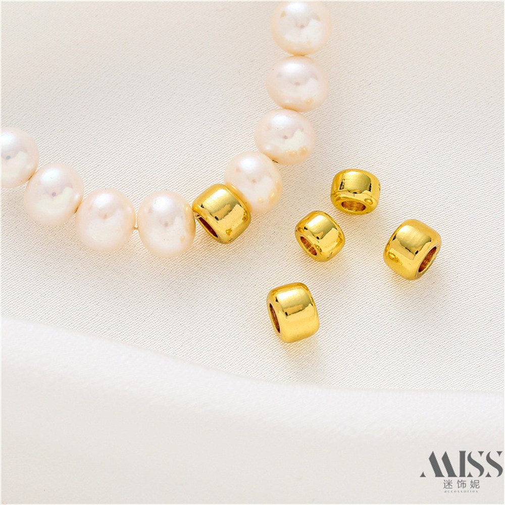 14K Gold-plated Smooth Surface Barrel Bead DIY Accessory Separated Bead Handmade Chain Bracelet Necklace Headwear Material