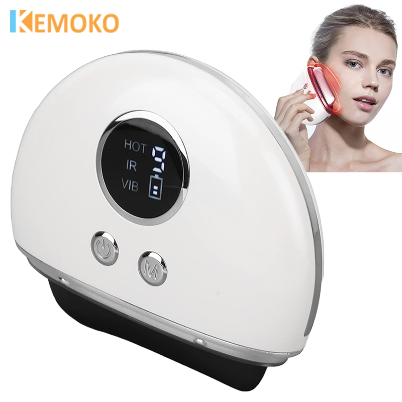 4 in 1 Electric Guasha Massager EMS Face Lifting Vibration Massage Remove Edema Firming Skin Clod Heat Scraping Facial Beauty