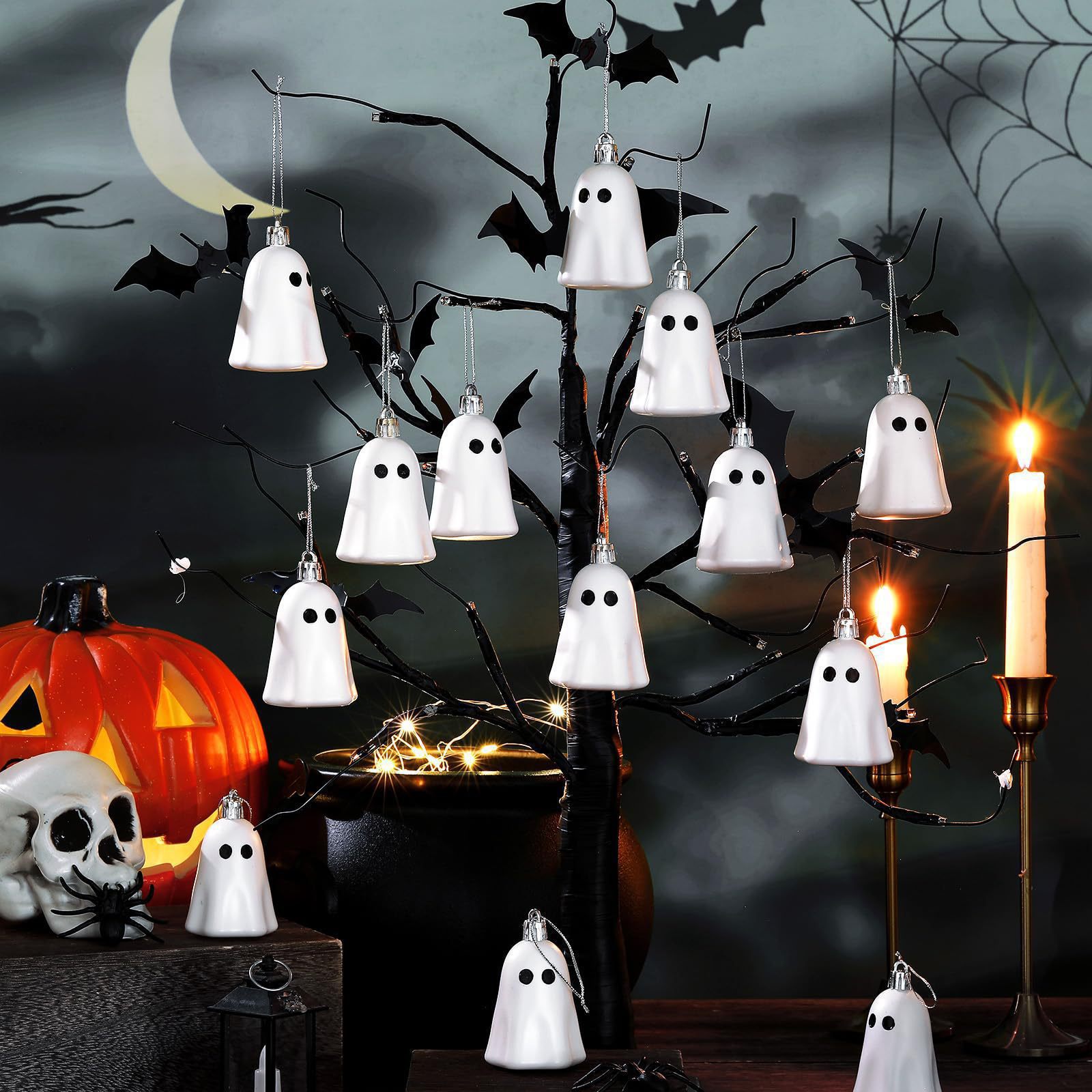 Halloween Hanging Ornaments Ghost Decoration Outdoor Plastic Pendant Decoration for Party Tree Home Decor for Porch Yard Lawn