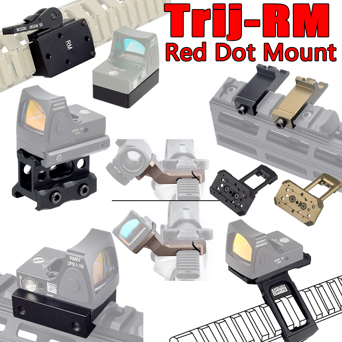 Metal RM Red Dot Sight Offset Mount 45 Degree Side Mount Optics Mounting Base Accessories RM Red Dot Holographic Raiser Bracket