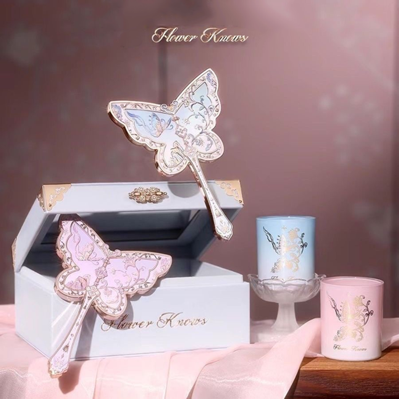 Flower Knows 8th Anniversary Butterfly Makeup Hand Mirror Flowerknows Beautifully Embossed Antique Style Hand-Held Vanity Mirror