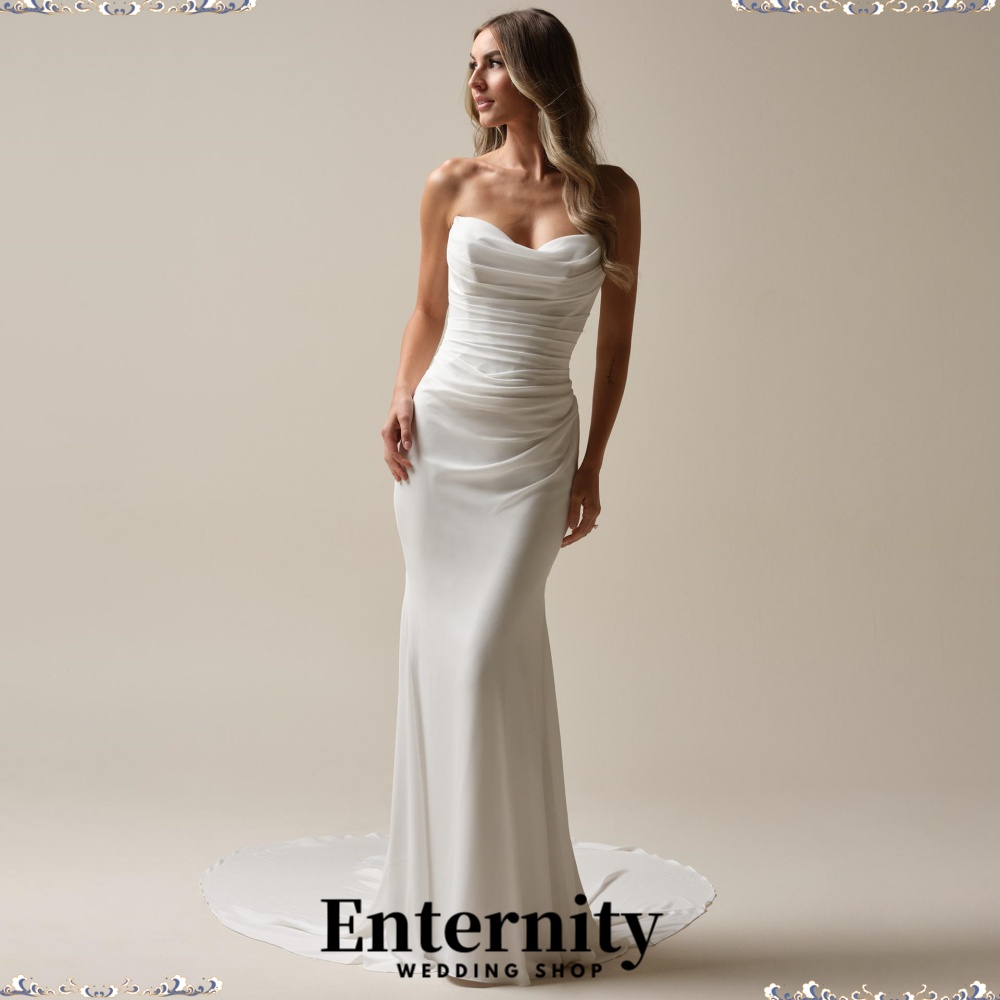 Customized Wedding Dresses Sweetheart For Off The Shoulder Women Charming Simple Backless Ruched Bridal Gowns Vestidos De Novia