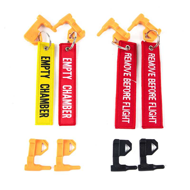 2Pcs 9mm Universal Chamber Safety Flag Built-in Flathead Tool Rail Adapter Hunting Accessories Empty Chamber Flag Keychain