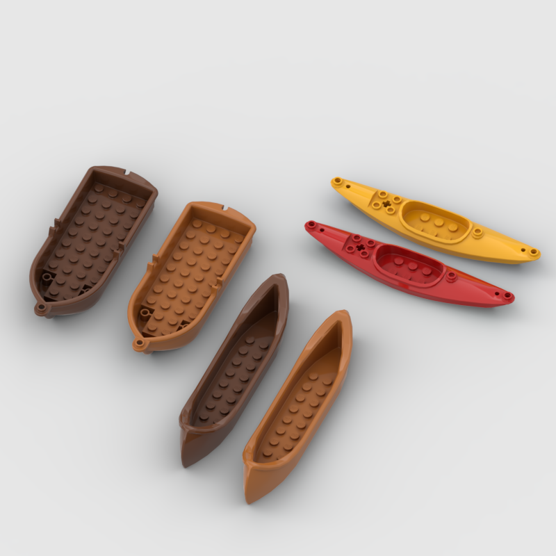 MOC wooden boat kayaking, technical street scene creativity, DIY learning toys, birthday gifts, 6021,29110,2551,1 piece