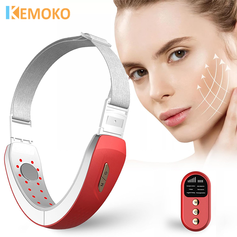 Electric V-Face Lifting Beauty Device Double Chin Remove EMS Face Slimming Red/Blue Light Heat Massage Face Lifting Machine Care