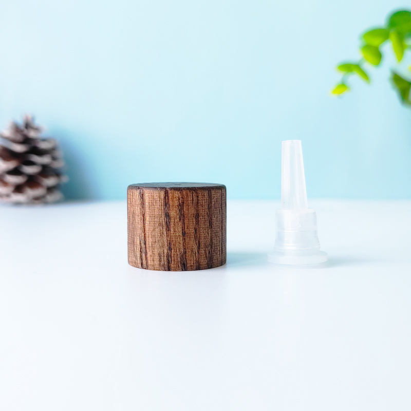 Custom Engraving 10Pcs 18mm 410 Recyclable Dark Bamboo Screw Caps with Funnel Plugs for 5-100ml Skin Care Toner Oil Glass Bottle