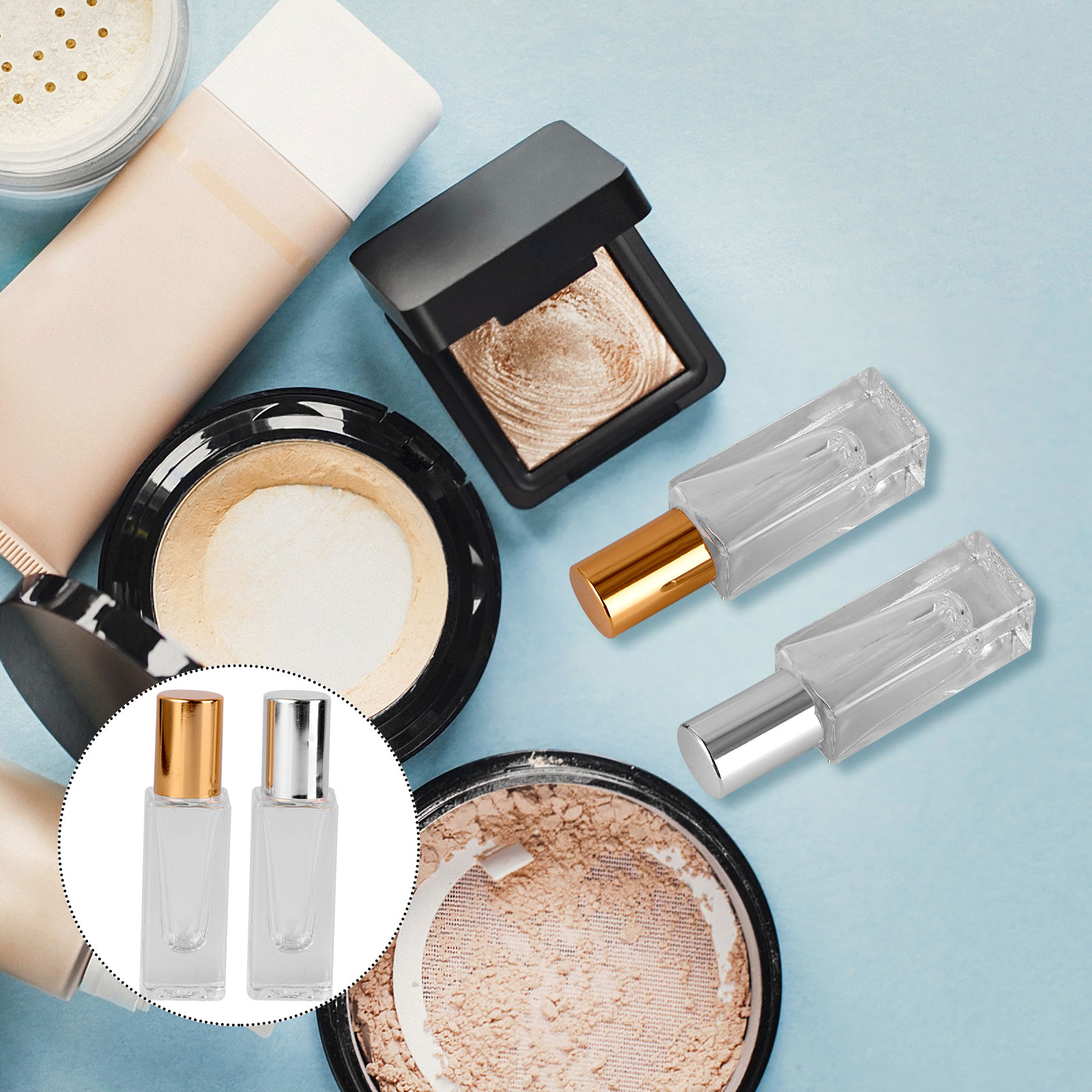 8 Pcs Glass Bottle Roller Ball Bottles for Essential Oils Portable Perfume Perfumes