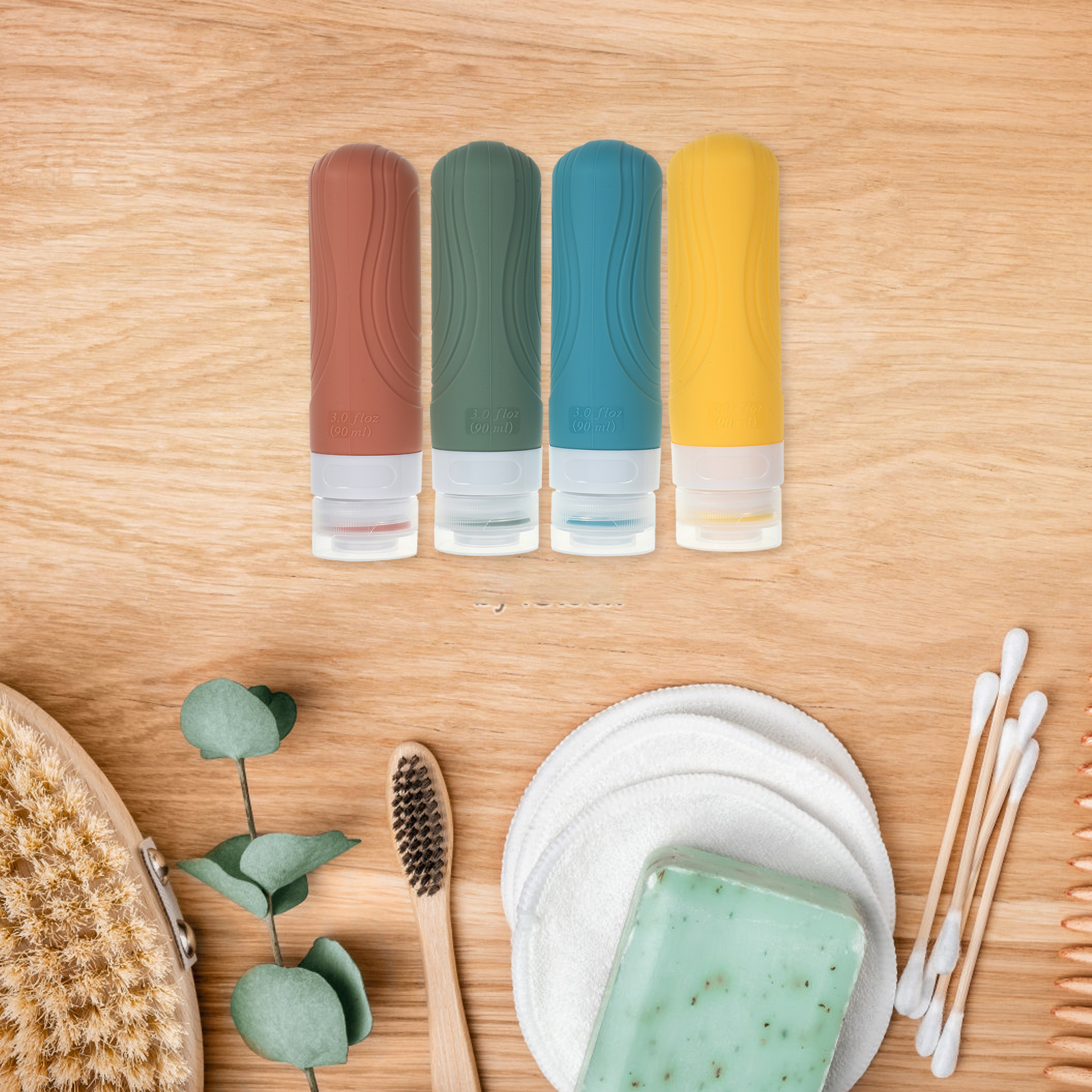 4pcs Set Empty Shampoo And Conditioner 90ml Silicone Bottles Reusable Squeeze Bottles Leakproof Shampoo Conditioner Storage