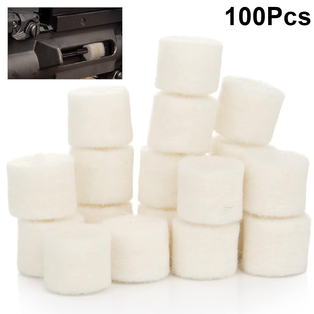 100Pcs Gun Cleaning Pads .17 Cal.22 Cal .30 Cal 9mm Gun Bore Cleaner Wool Felt Chamber Weapon Cleaning Tools Hunting Accessories