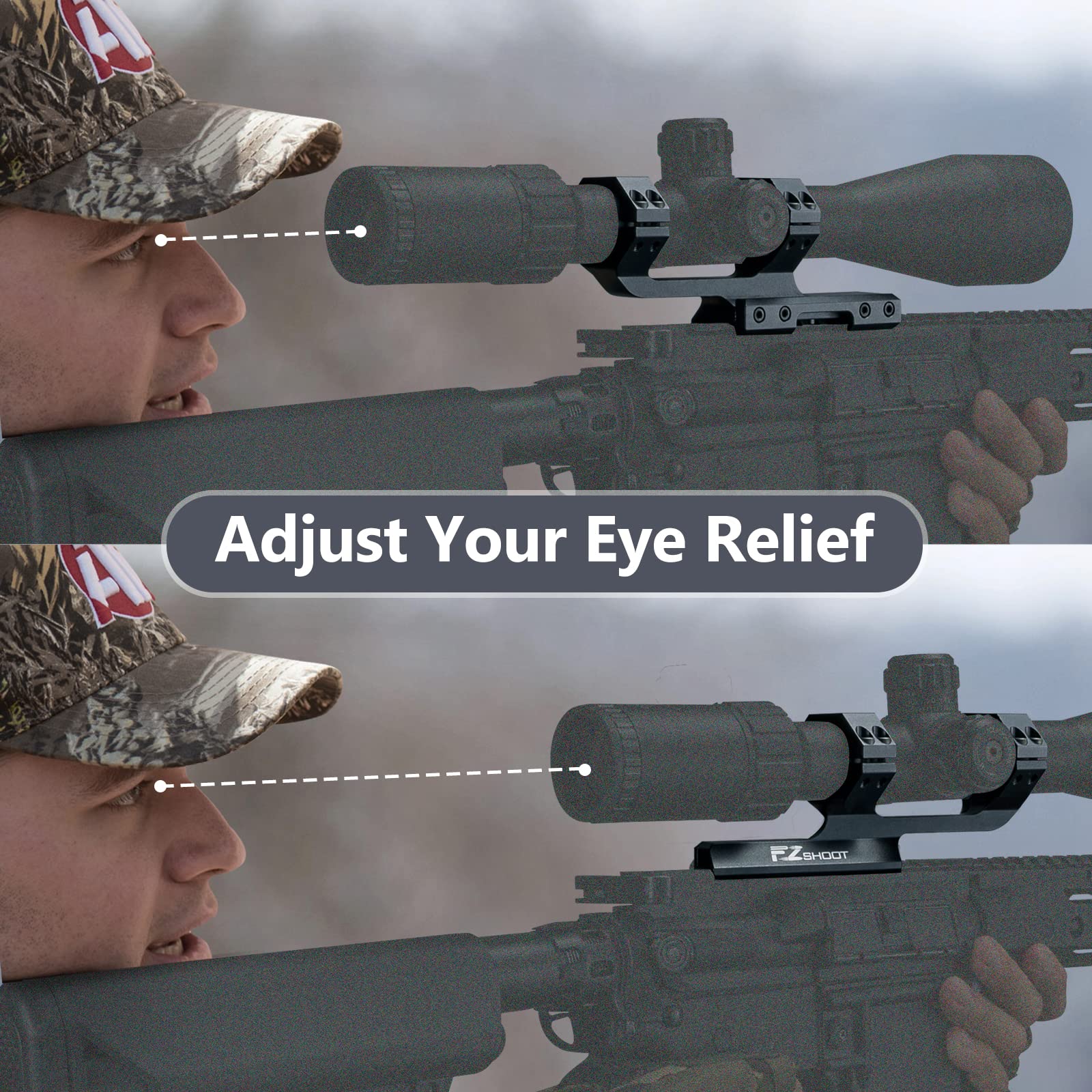 MidTen Cantilever Offset Dual Ring Scope Mount Dual Ring For Picatinny Weaver Rail  1 inch or 30 mm Diameter Tactical Hunting