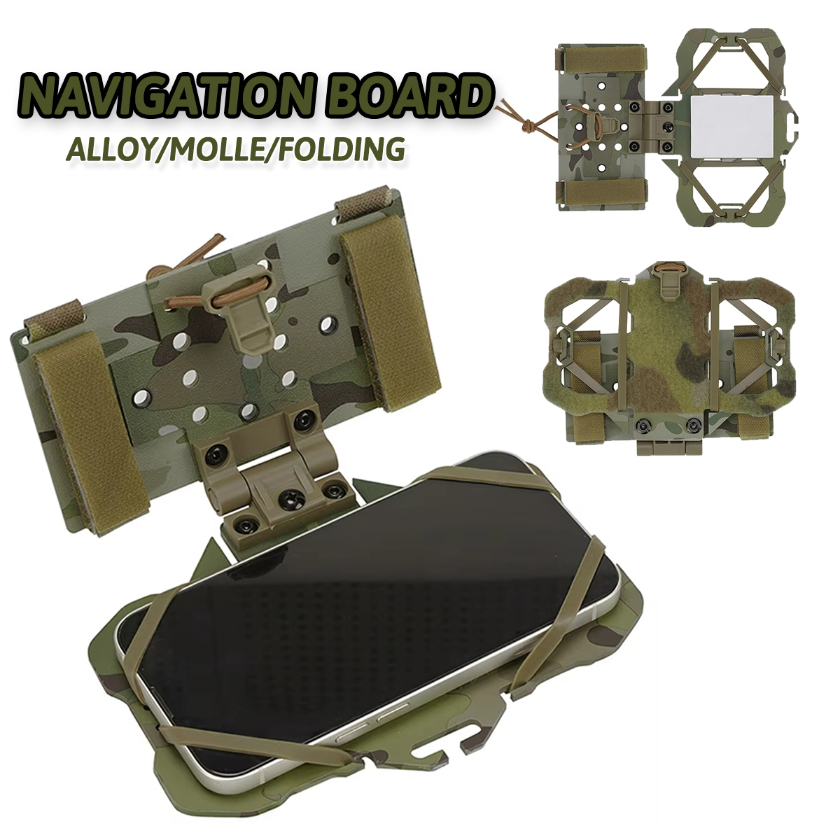 Tactical Navigation Board Molle Mount Mobile Phone Folding Alloy Navigation Board Carrier Hunting Vest Universal Phone Holder