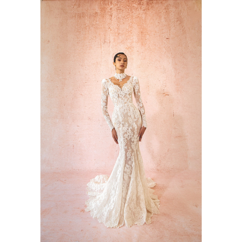 ESBRIDE Modest Bridal Gown Luxury Customized Gorgeous Mermaid Wedding Dress Sexy Long Sleeve See Through Vintage Bridal Dresses