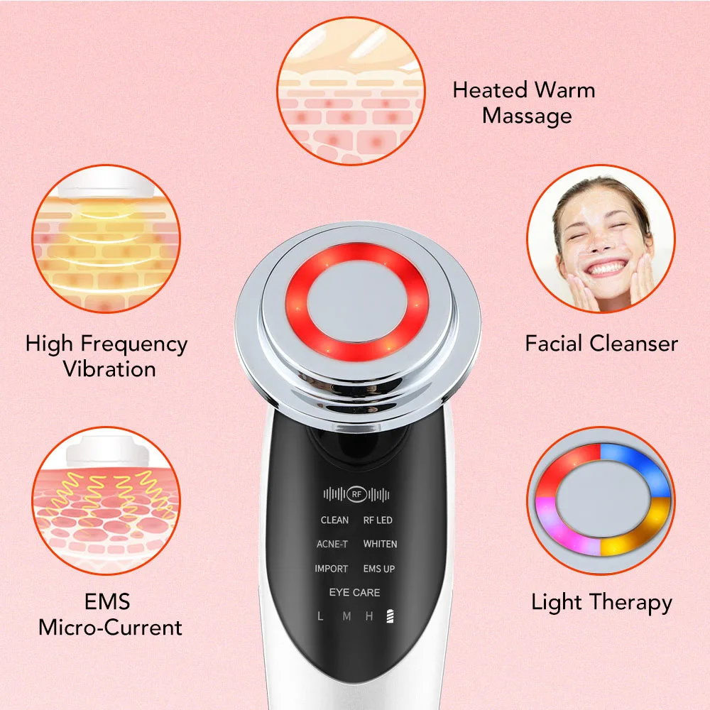 Face Lifting Equipment EMS Microcurrent LED Photon Rejuvenation Facial Massager Anti-aging Wrinkle Removal Beauty Instrument