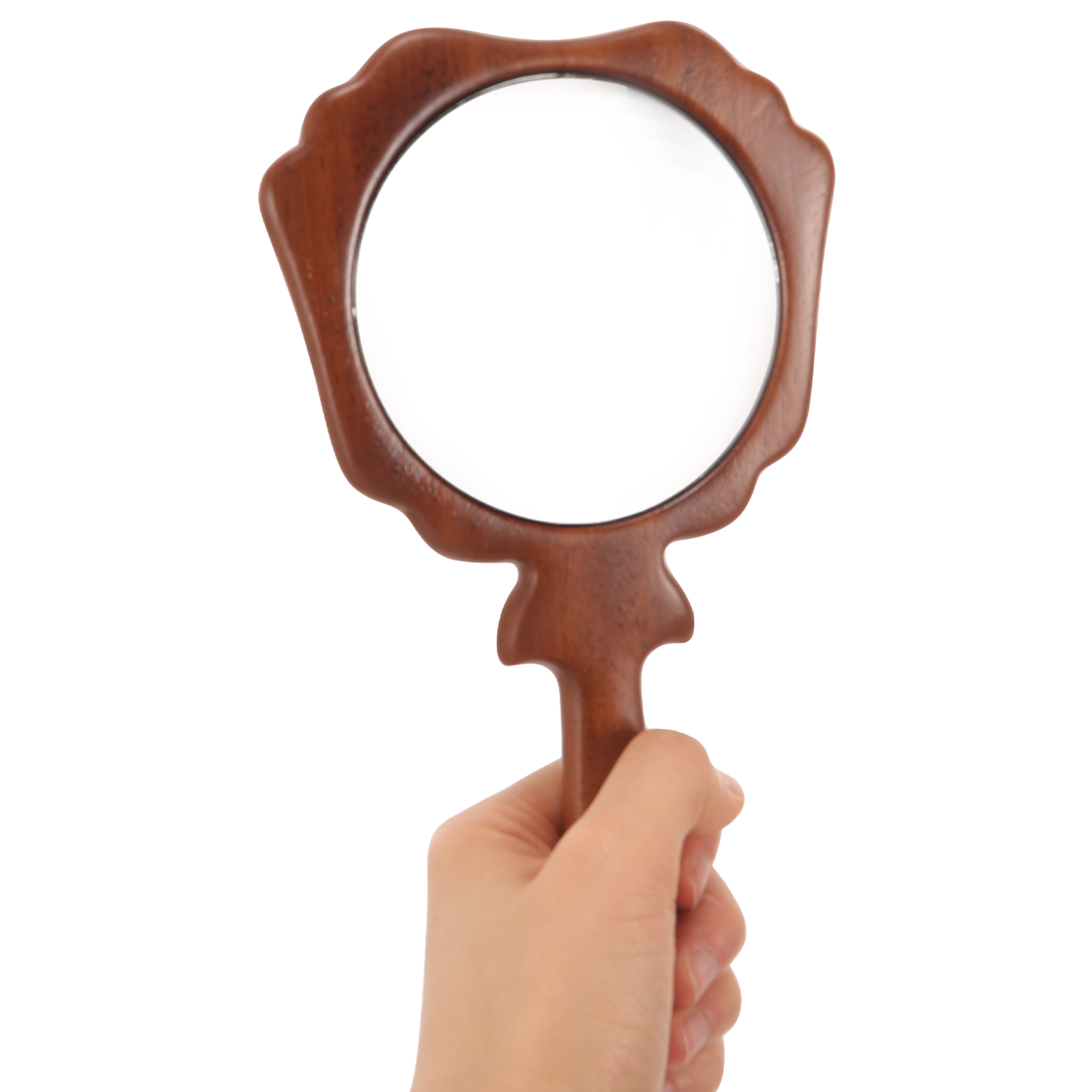 Solid Wood H held Mirror Round High Definition for Beauty Salon Eyebrow Embroidery Portable Travel Vanity Mirror Compact Makeup