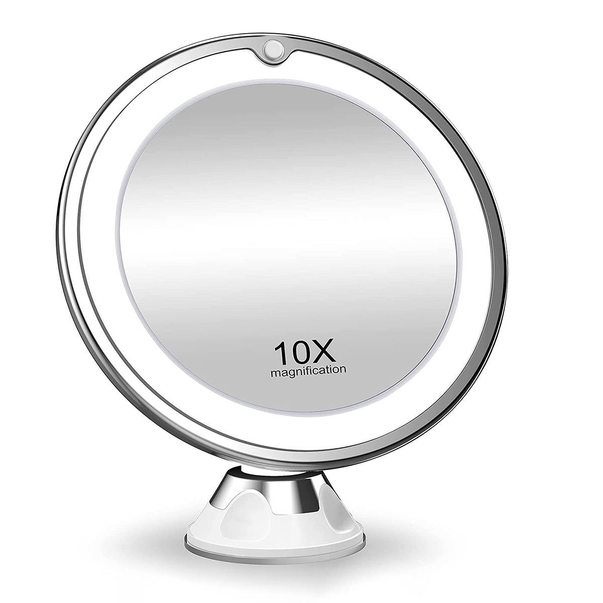 10X Magnifying Cosmetic Mirror 360 Rotating Touch Screen LED Lighted Makeup Mirrors Dresser Desktop Mirror Battery Version (Not)