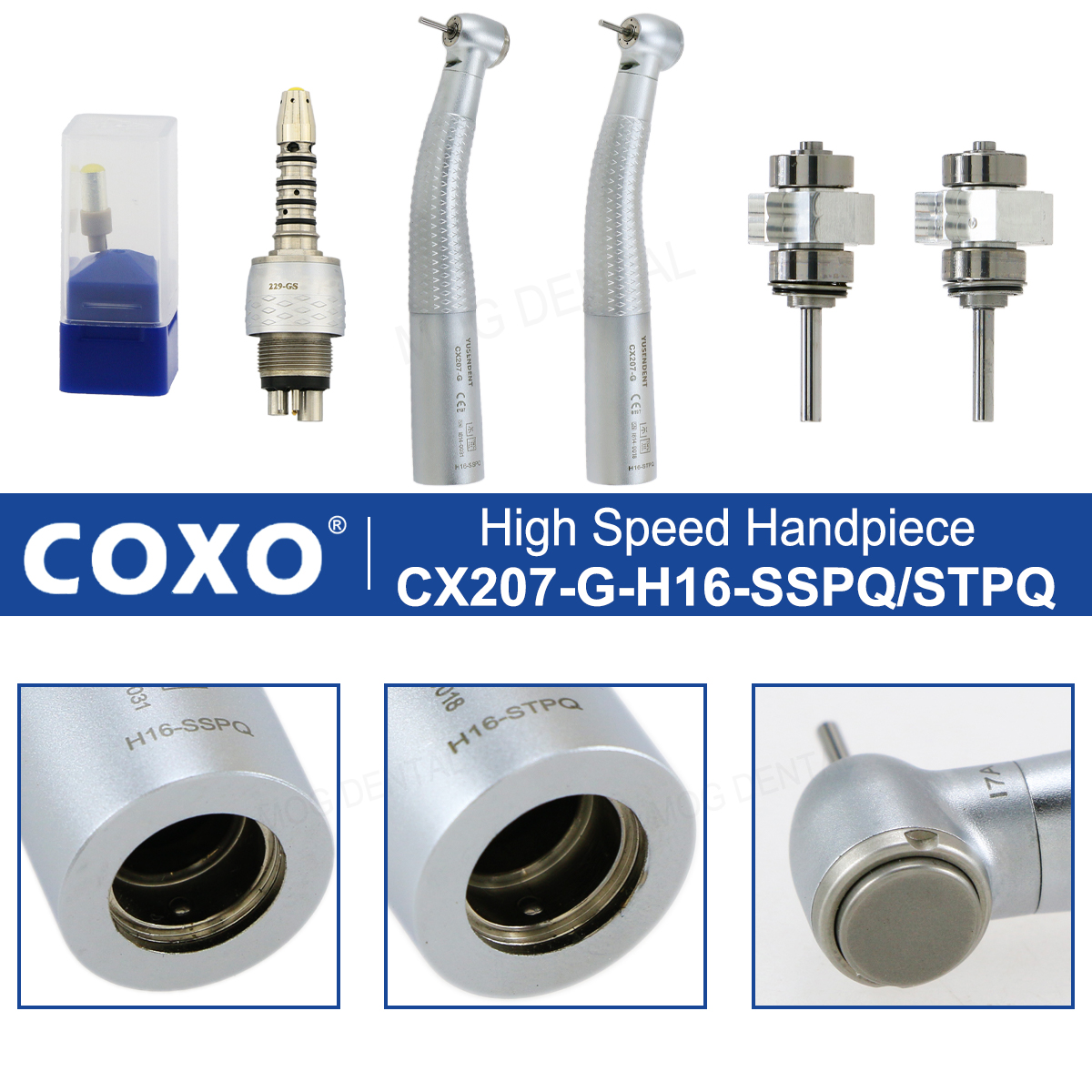 COXO YUSENDENT Dental High Speed Handpiece Fiber Optic Air Turbine Standard/Torque Head Handpiece Coupling 6 Pin Fit Sirona