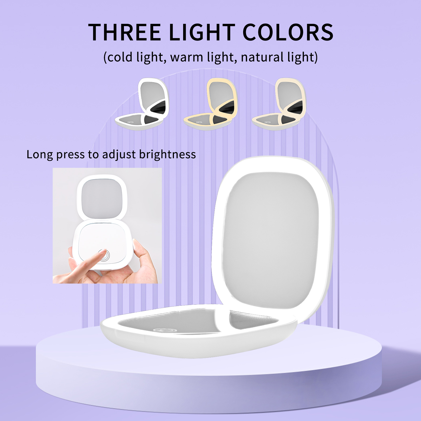 Mini Makeup Mirror Led Compact Pocket Portable Foldable Cosmetic Charge Makeup Mirror With 10X Light Magnifying Makeup Mirror