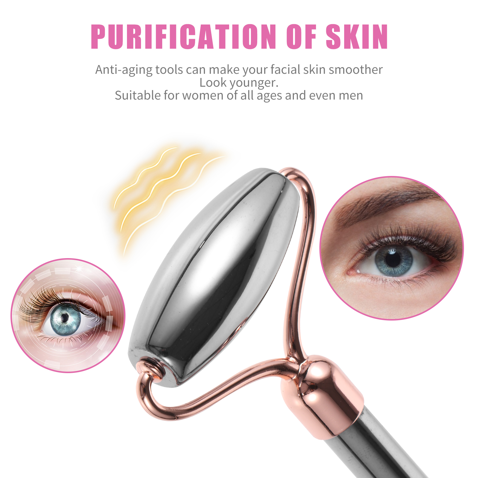 Double Natural Stone Facial Roller Slimming Muscle Relaxing Skin Care Tool Massaging Roller Face Roller