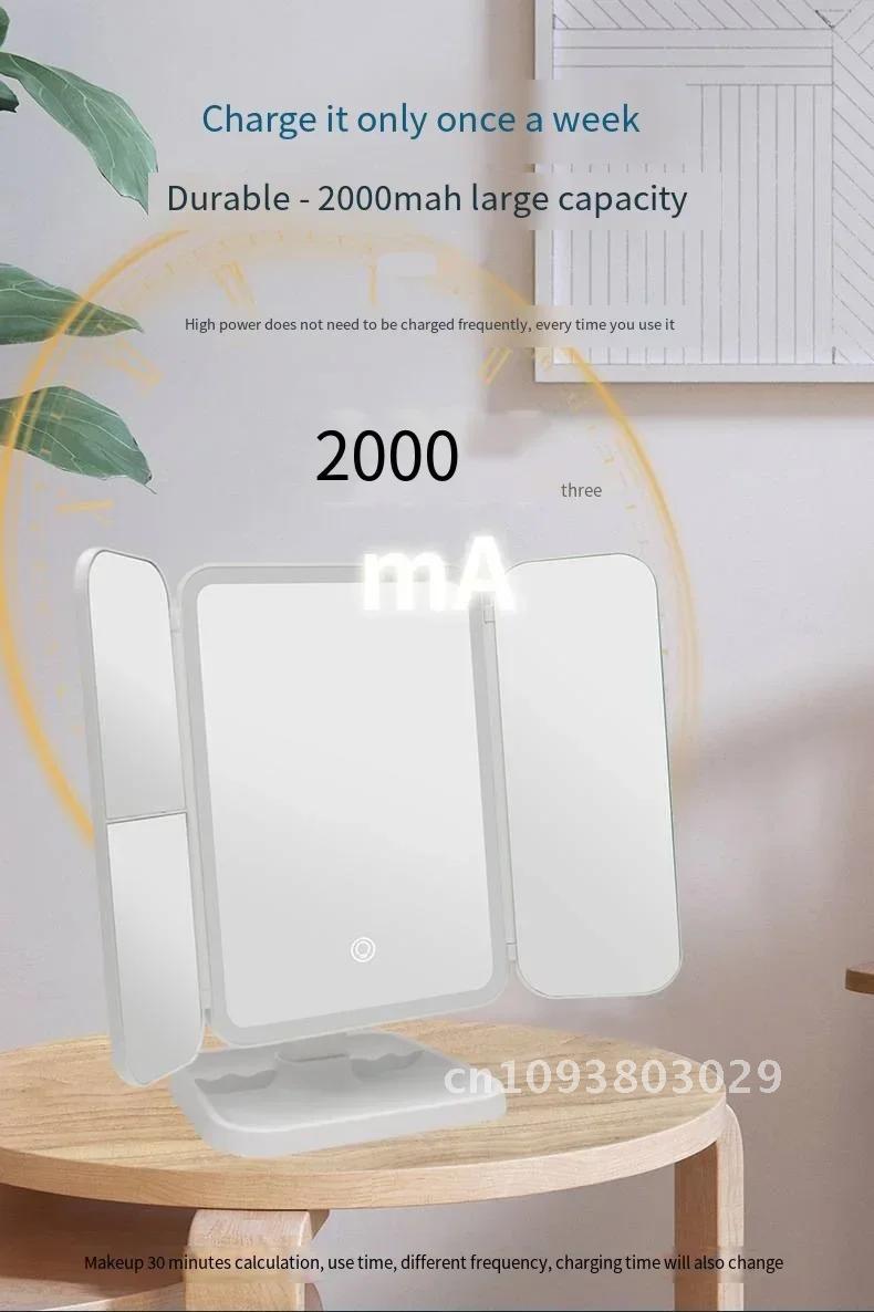Led 3X Magnifying Makeup Light Touch Sensing Shell Mirror Smart Fill Mirror Foldable Bathroom Grooming Mirror Rotating Mirrors