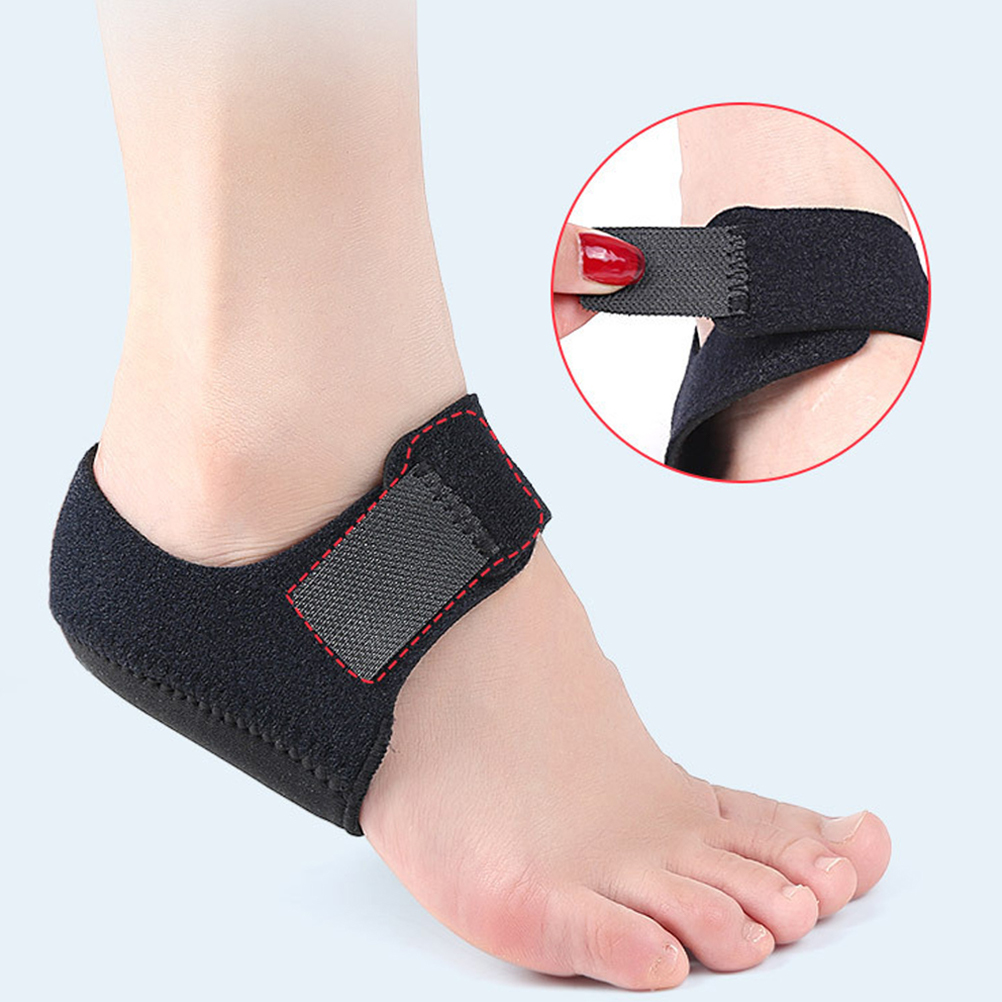 2pcs Heel Protectors Adjustable Black Sponge Composite Breathable Pain Relief Feet Covers Durability SBR SEBS Tape Foot